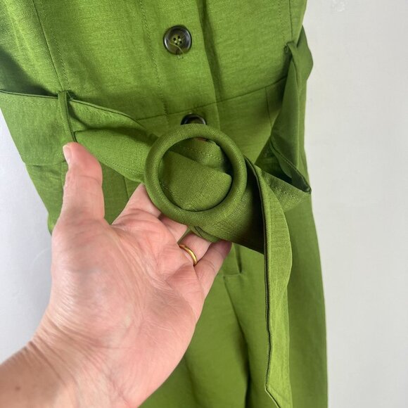 J.O.A Womens Strapless Belted Ankle Jumpsuit XS in Moss Green - Picture 4 of 12